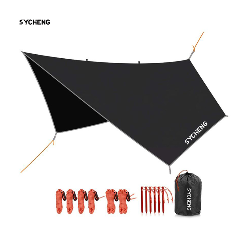 SYCHENG Tent Tarp, Waterproof Camping Tarp with Spreading Poles, Camping Shelter, Car Awning Rain Fly Canopy, UPF50+ Ultralight Survival Equipment Camping Tent Gear Accessories