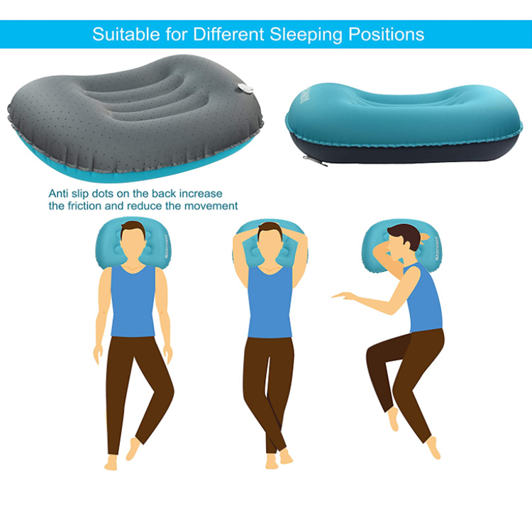 SYCHENG Ultralight Inflatable Camping Travel Pillow - Compressible, Compact, Comfortable, Ergonomic Inflating Pillows for Neck & Lumbar Support While Camp, Hiking, Backpacking