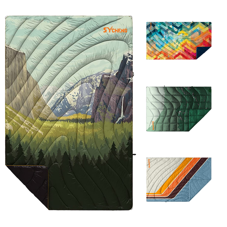 SYCHENG The Original Puffy National Parks Collection/Printed Outdoor Camping Blanket for Traveling, Picnics, Beach Trips, Concerts /Rocky Mountains, 1-Person - 副本 - 副本