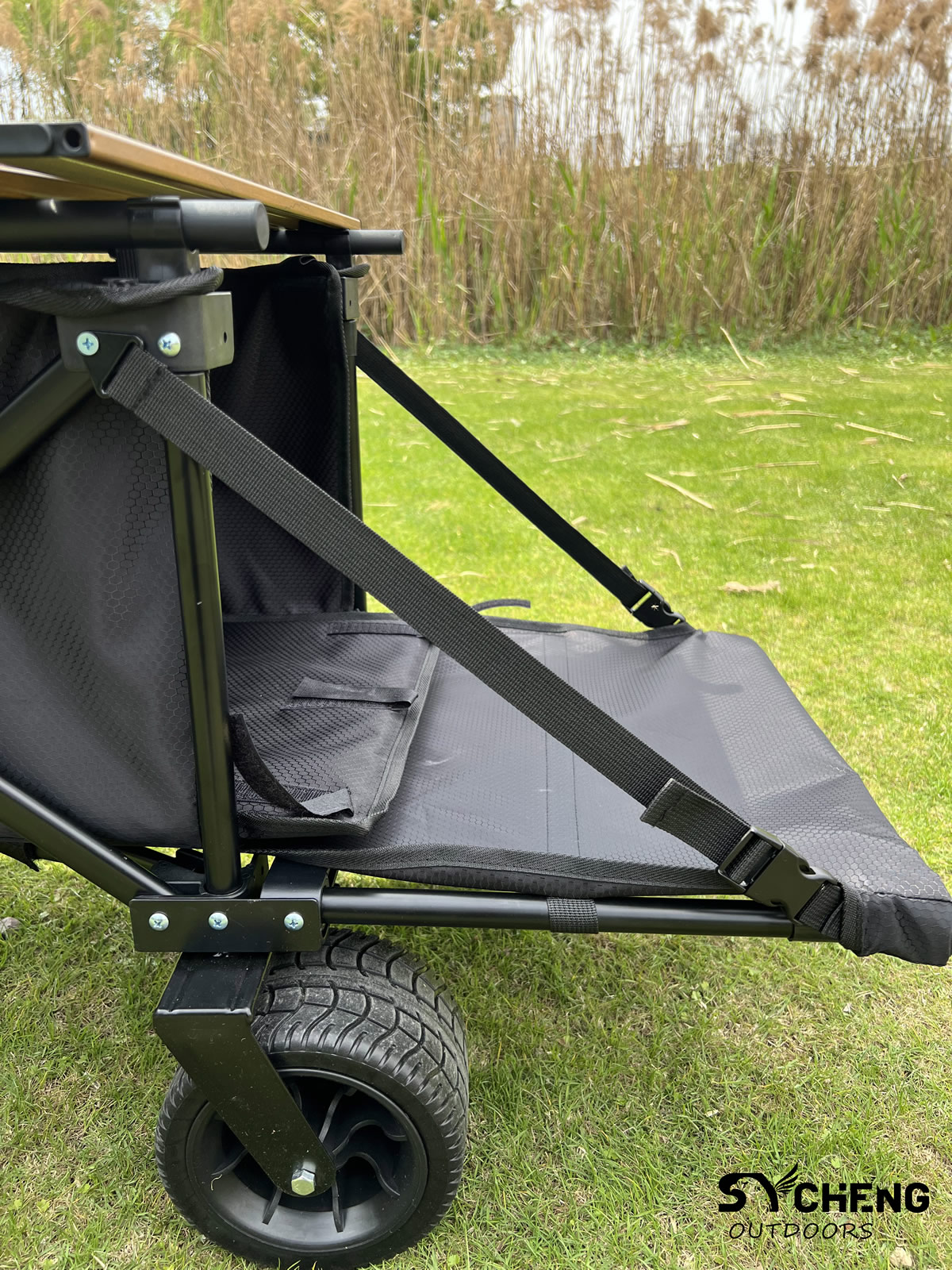 SYCHENG Outdoor Collapsible Wagon Utility Folding Cart Heavy Duty All Terrain Wheels for Shopping Camping Garden with Side Bag 