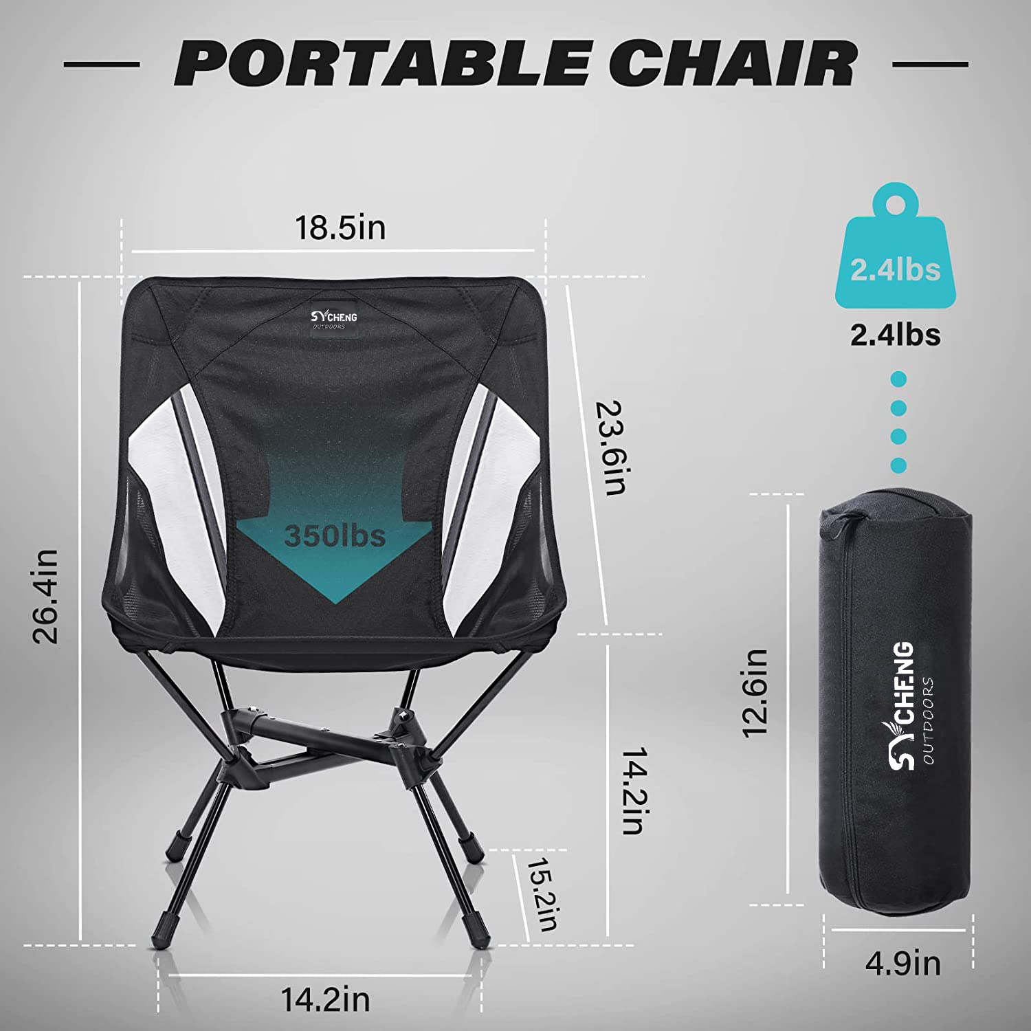 SYCHENG New Portable Camping Chairs with Side Pockets Adjustable Height Foldable Chairs for Backpacking Hiking Beach Camping
